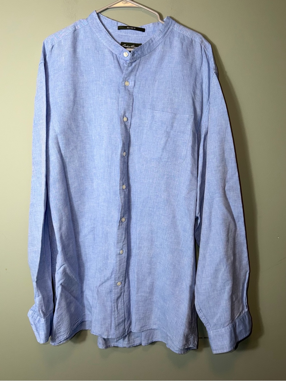 Eddie‎ Bauer Men's Light Blue Linen Blend Button-Up Shirt Relaxed Fit 2XLT